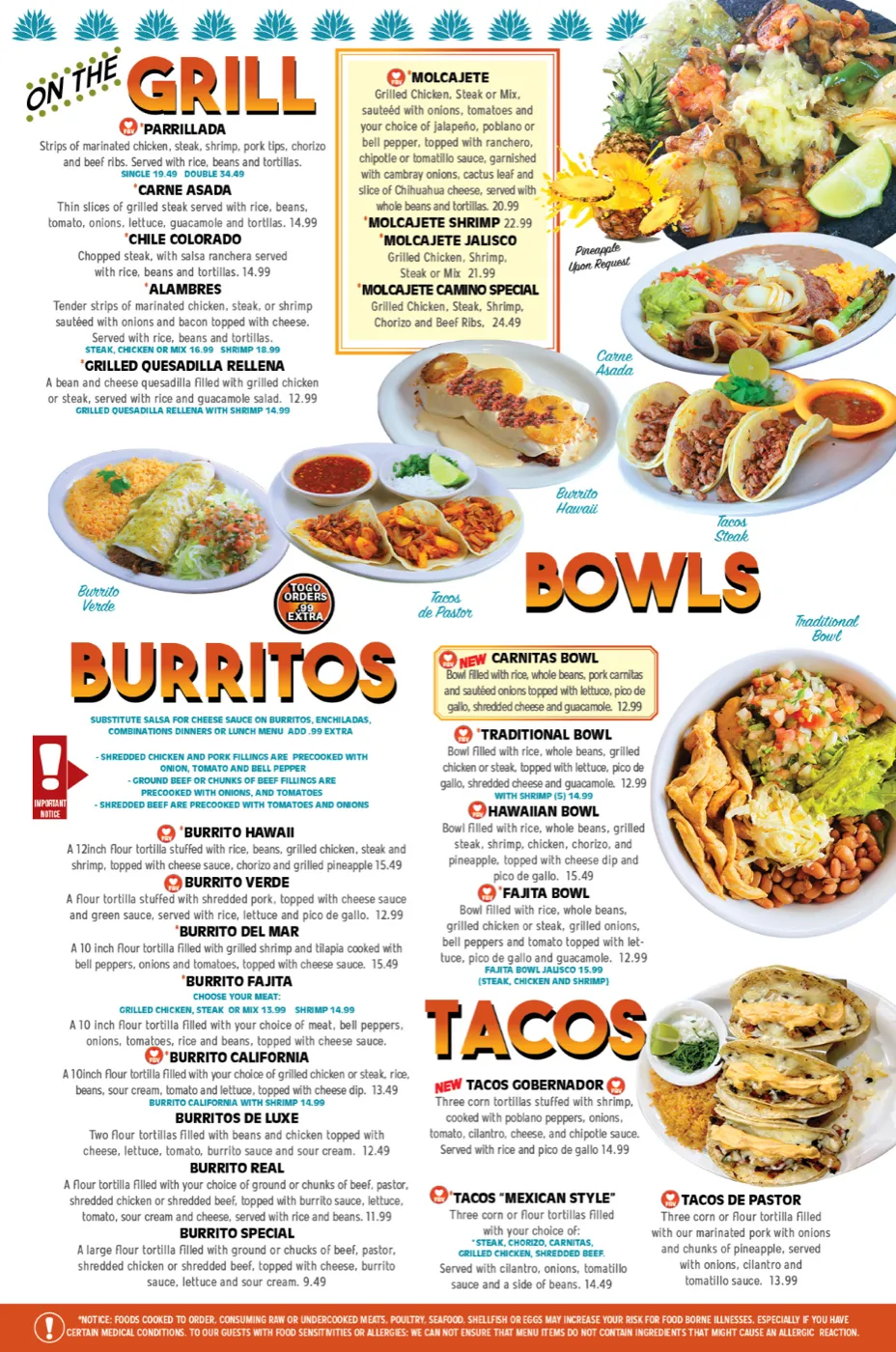 Camino Real menu