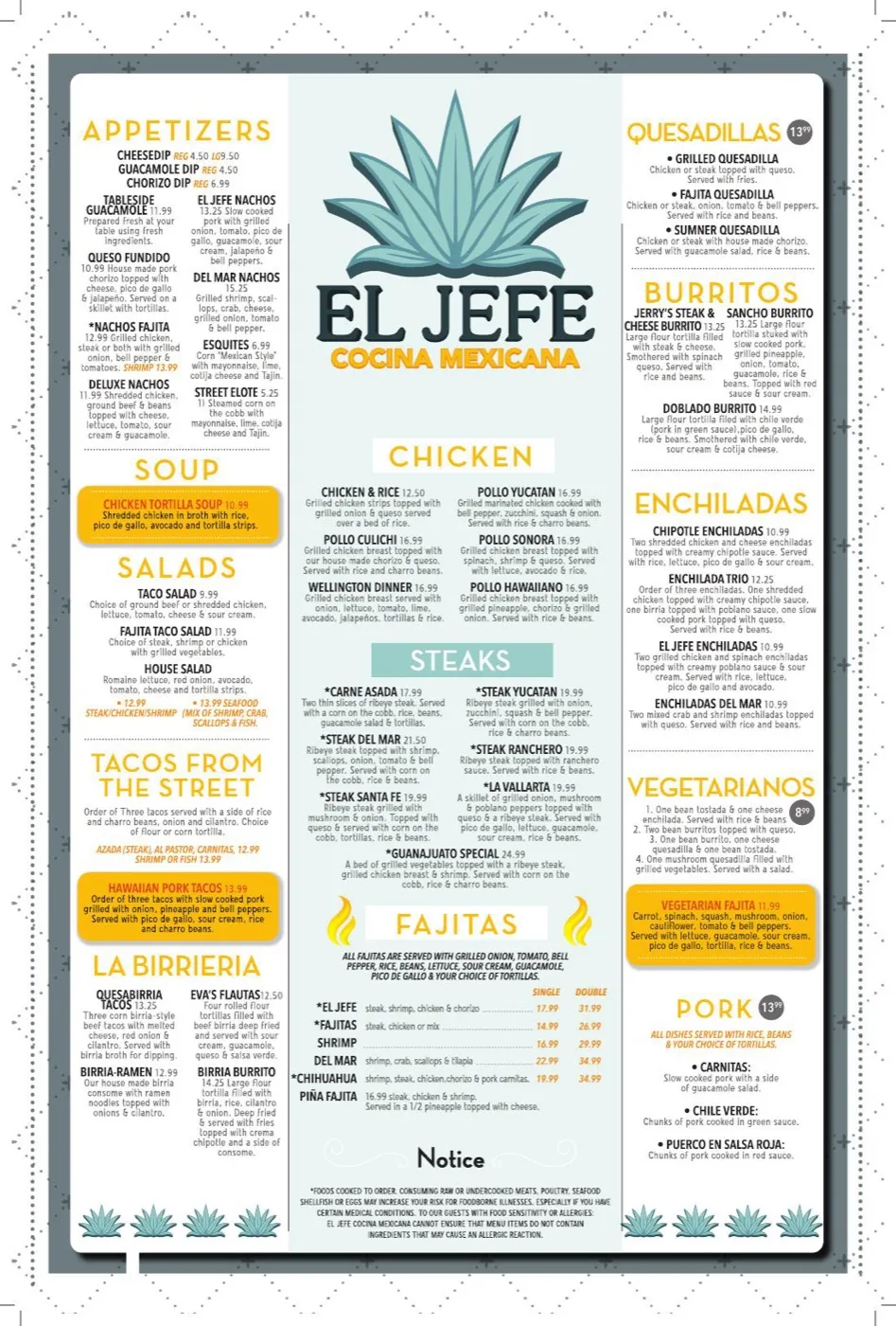 El Jefe menu