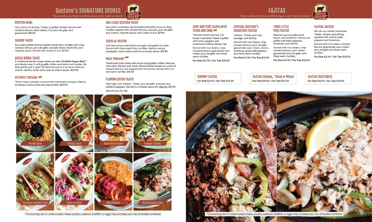 Gustavo's menu